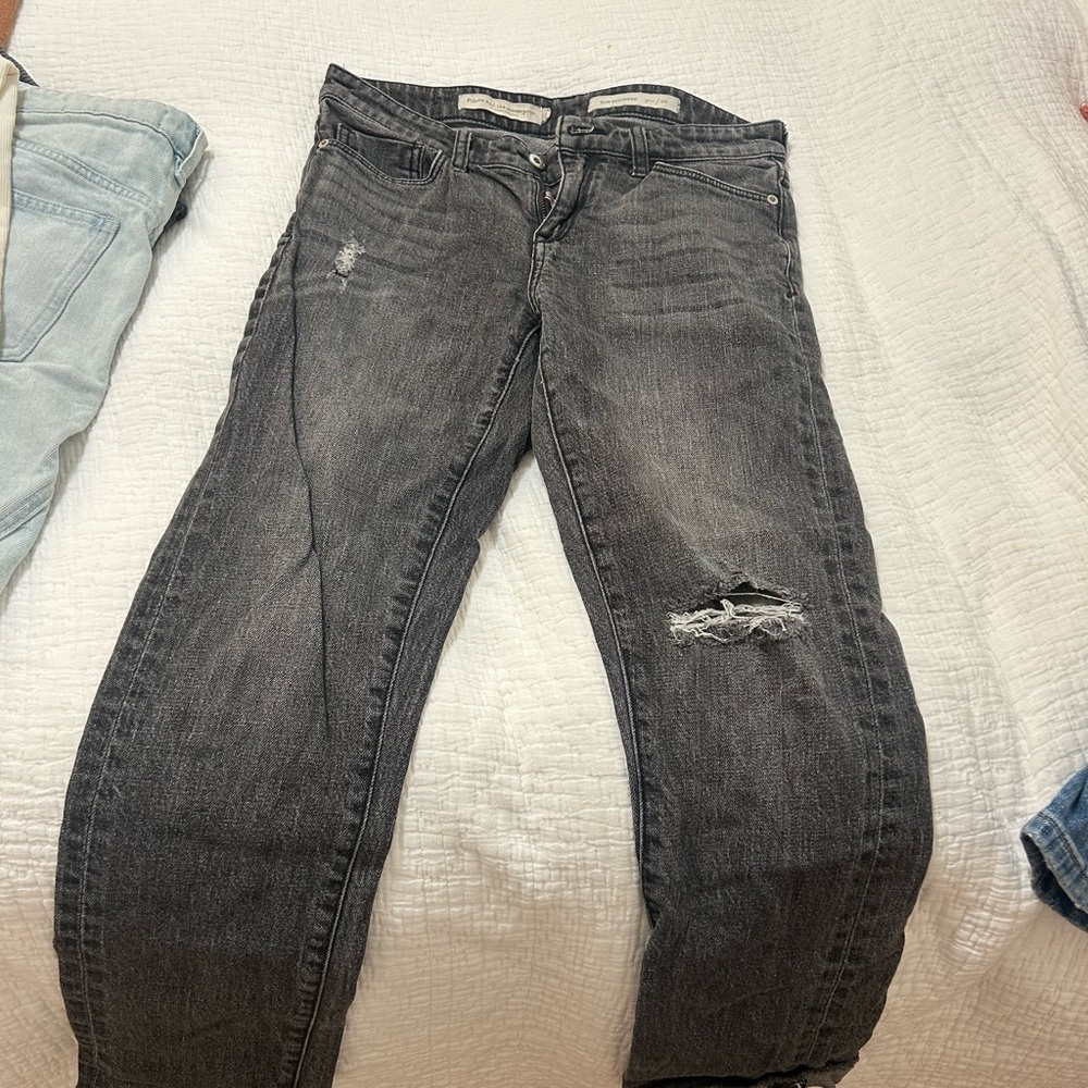 Pilcro and the Letterpress Gray Distressed Boyfriend Jeans